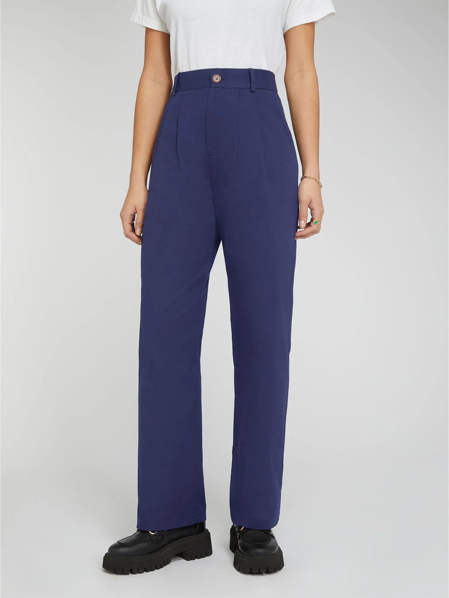 Cinnamon Relaxed Trousers in Navy sold by Omnes product image thumbnail 2