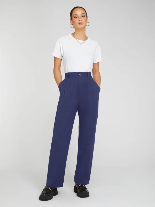 Cinnamon Relaxed Trousers in Navy sold by Omnes
