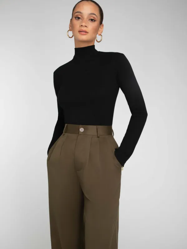 North Mock Neck Top in Black sold by Omnes