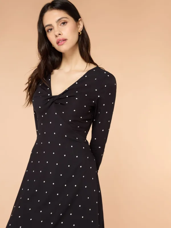 Eleanor Black and White Spot Midi Dress sold by Omnes