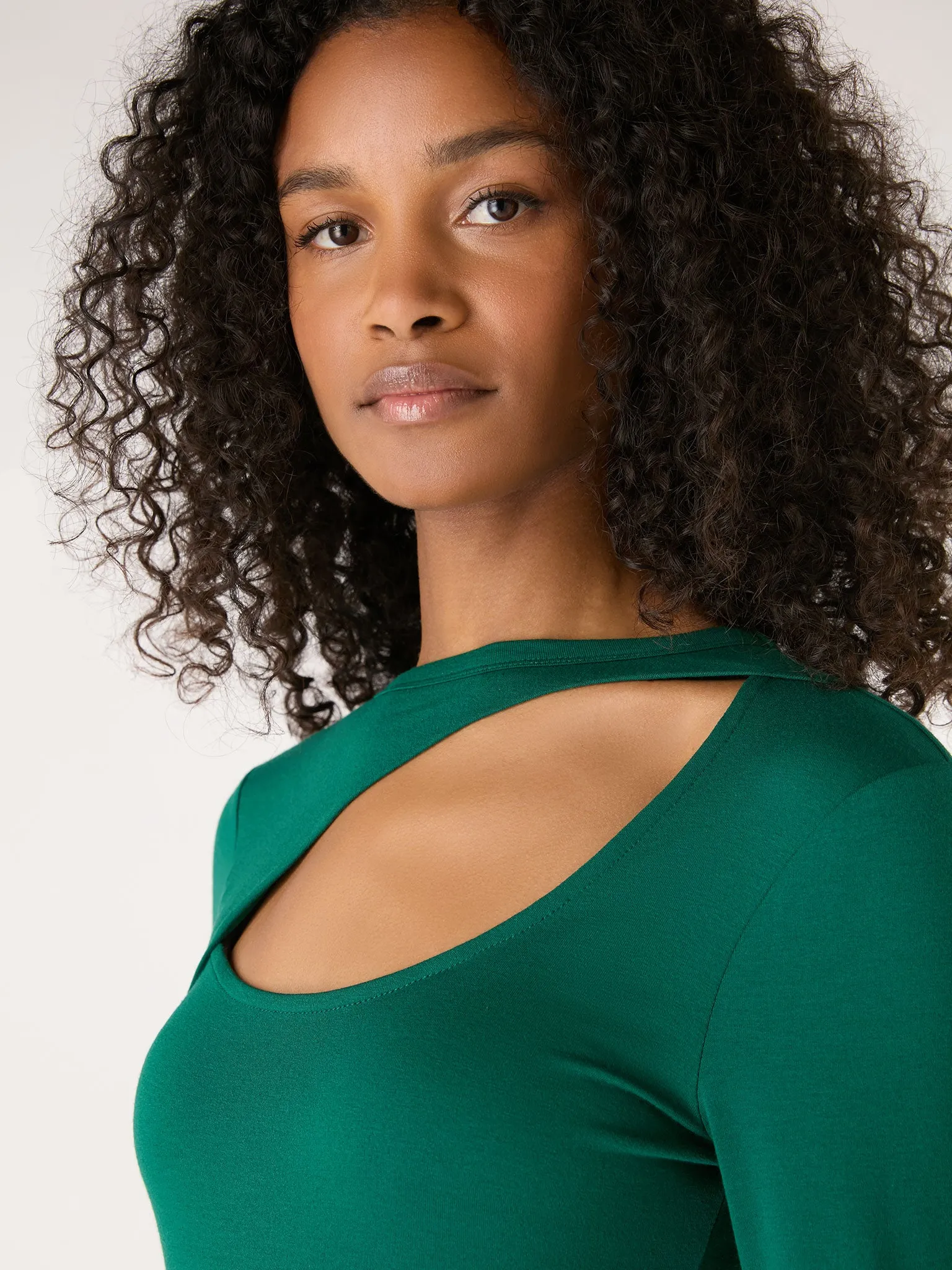 Deryn Cut Out Jersey Top in Green sold by Omnes product image thumbnail 5