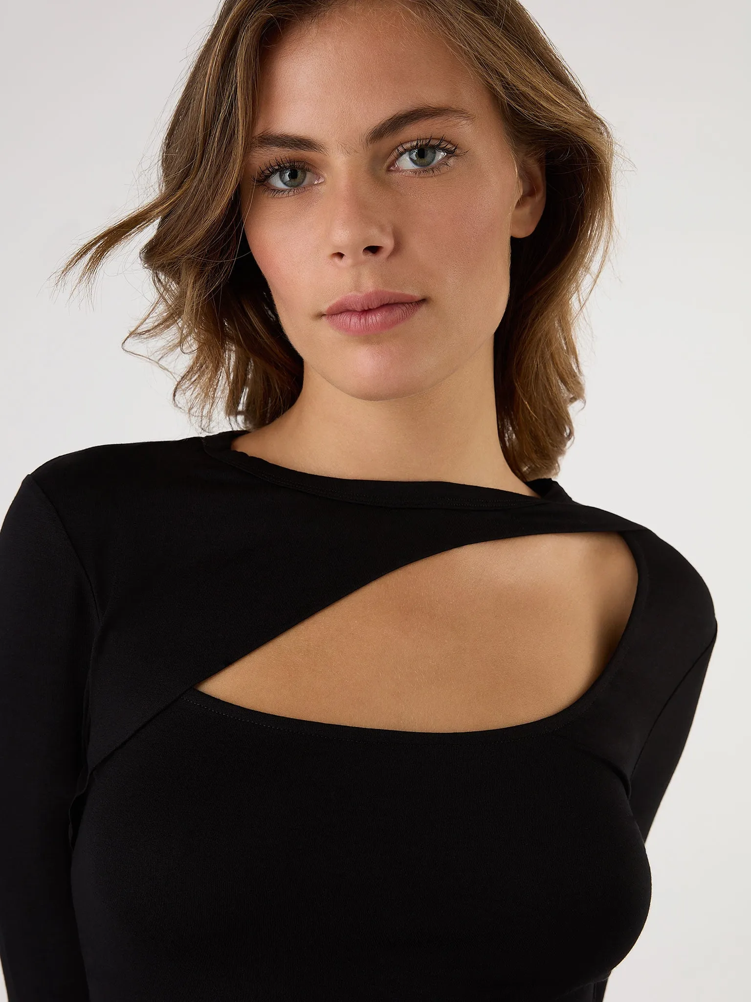 Deryn Cut Out Jersey Top in Black sold by Omnes product image thumbnail 4