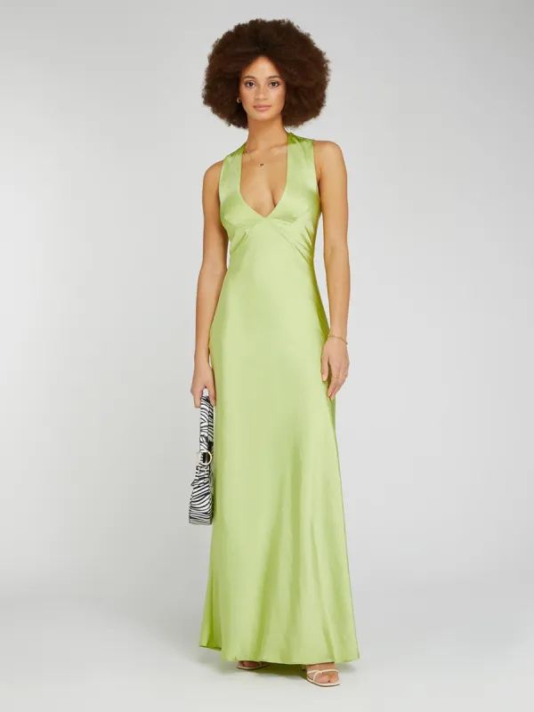 Nova Tie Back Dress in Lime Green sold by Omnes