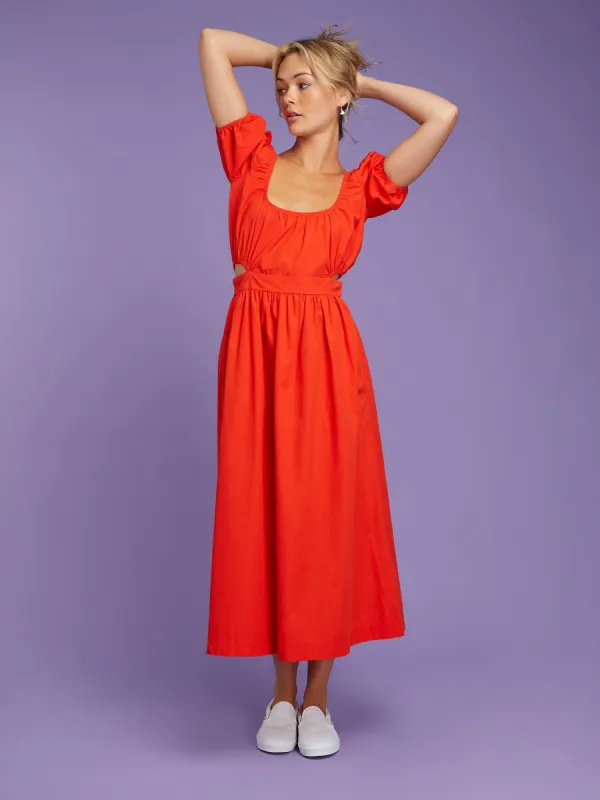 Camellia Midi Dress in Red sold by Omnes