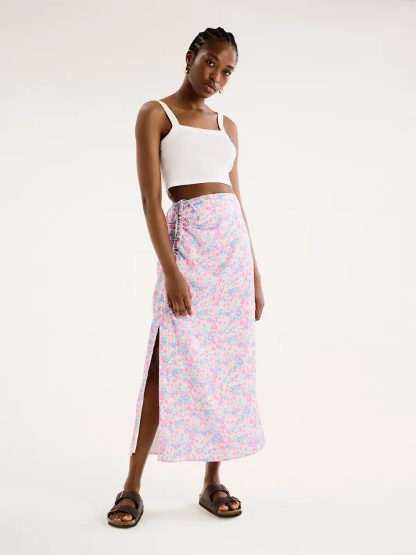 Madelyn Midi Skirt in Sketch Floral Print sold by Omnes