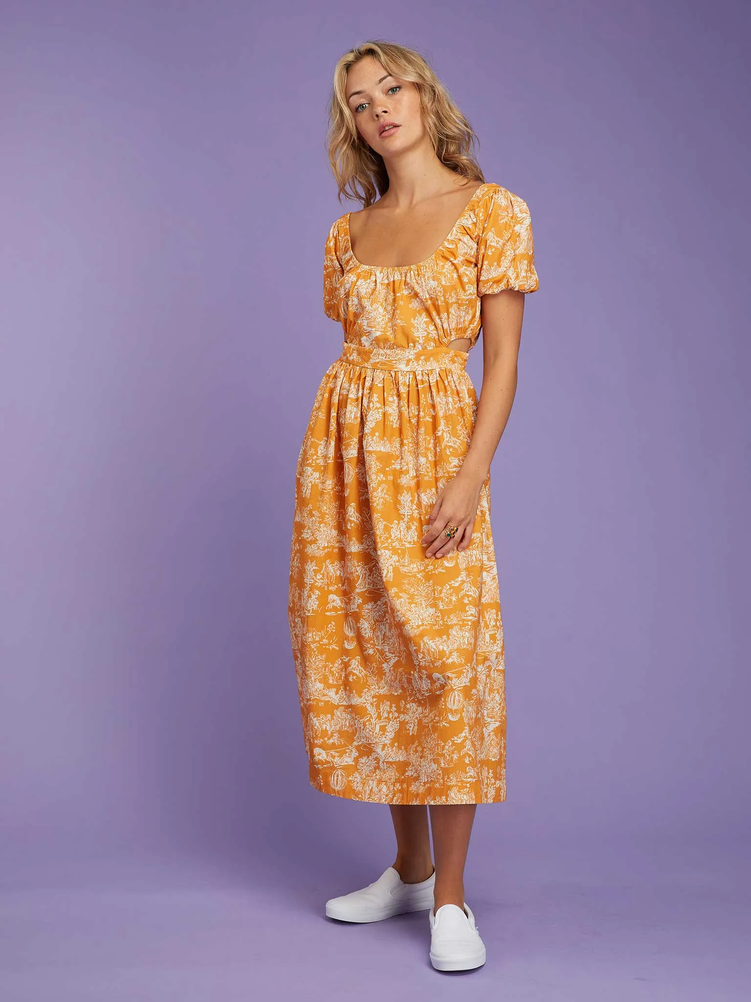 Camellia Midi Dress in Orange Toile sold by Omnes product image thumbnail 4