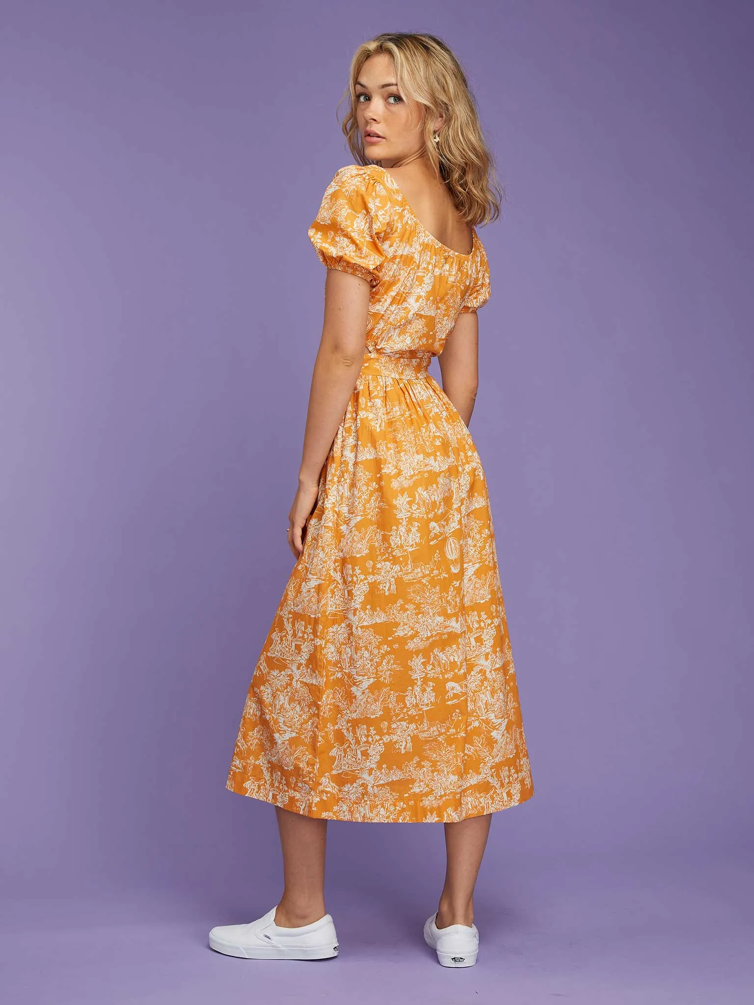 Camellia Midi Dress in Orange Toile sold by Omnes product image thumbnail 2