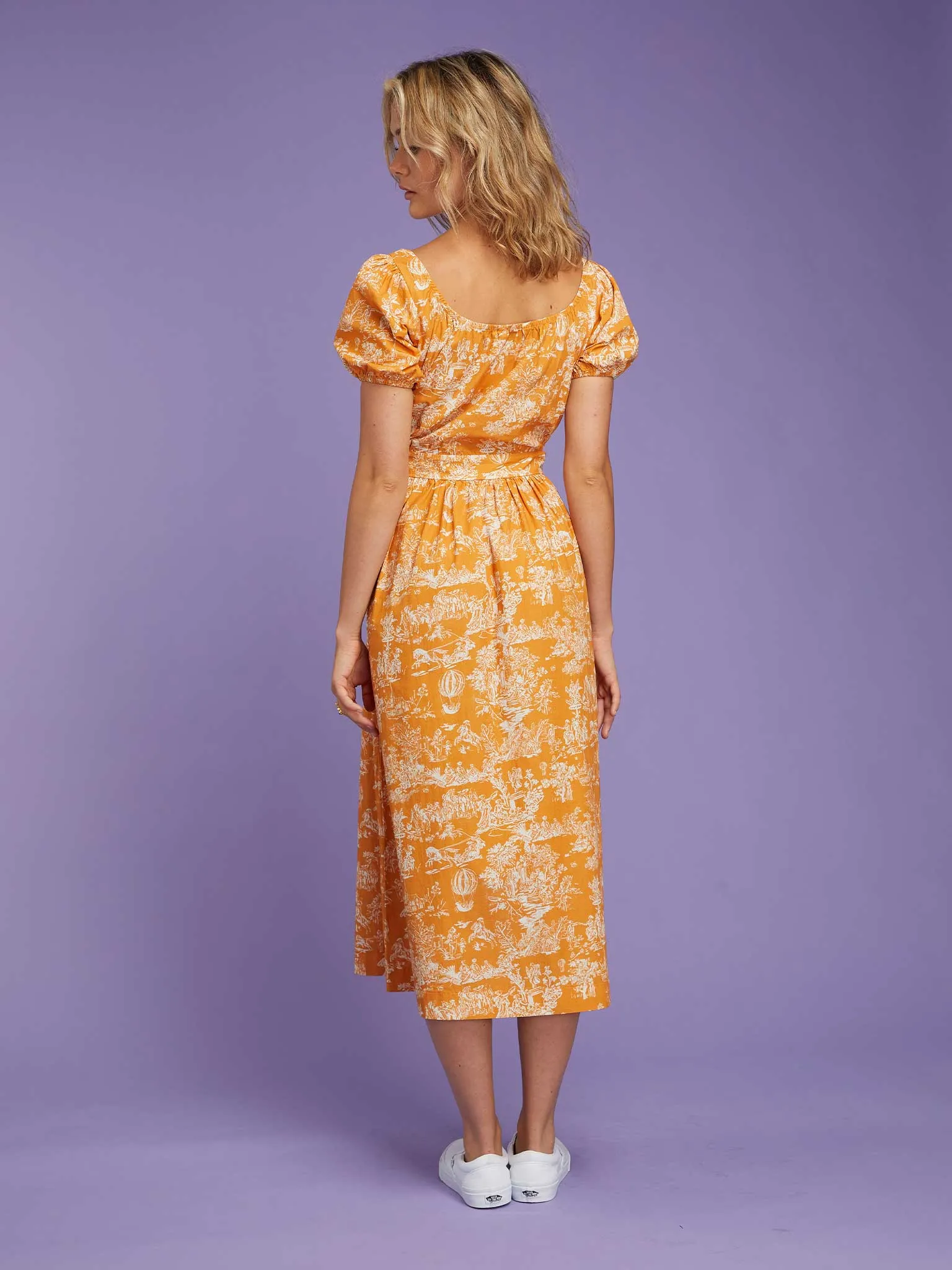 Camellia Midi Dress in Orange Toile sold by Omnes product image thumbnail 3