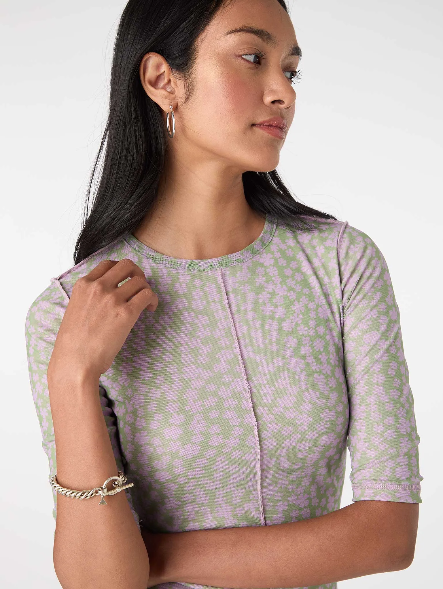 Melody Printed Mesh Dress in Pink sold by Omnes product image thumbnail 4