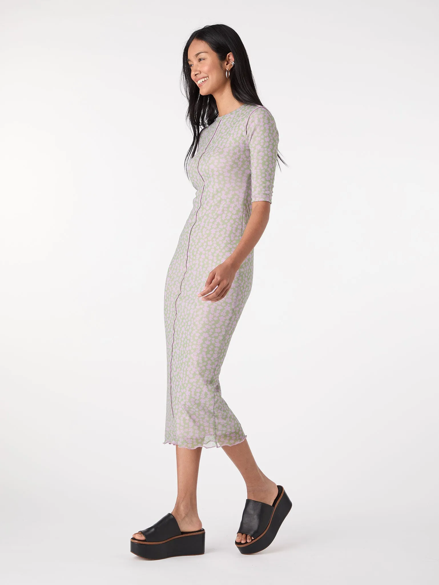 Melody Printed Mesh Dress in Pink sold by Omnes product image thumbnail 2