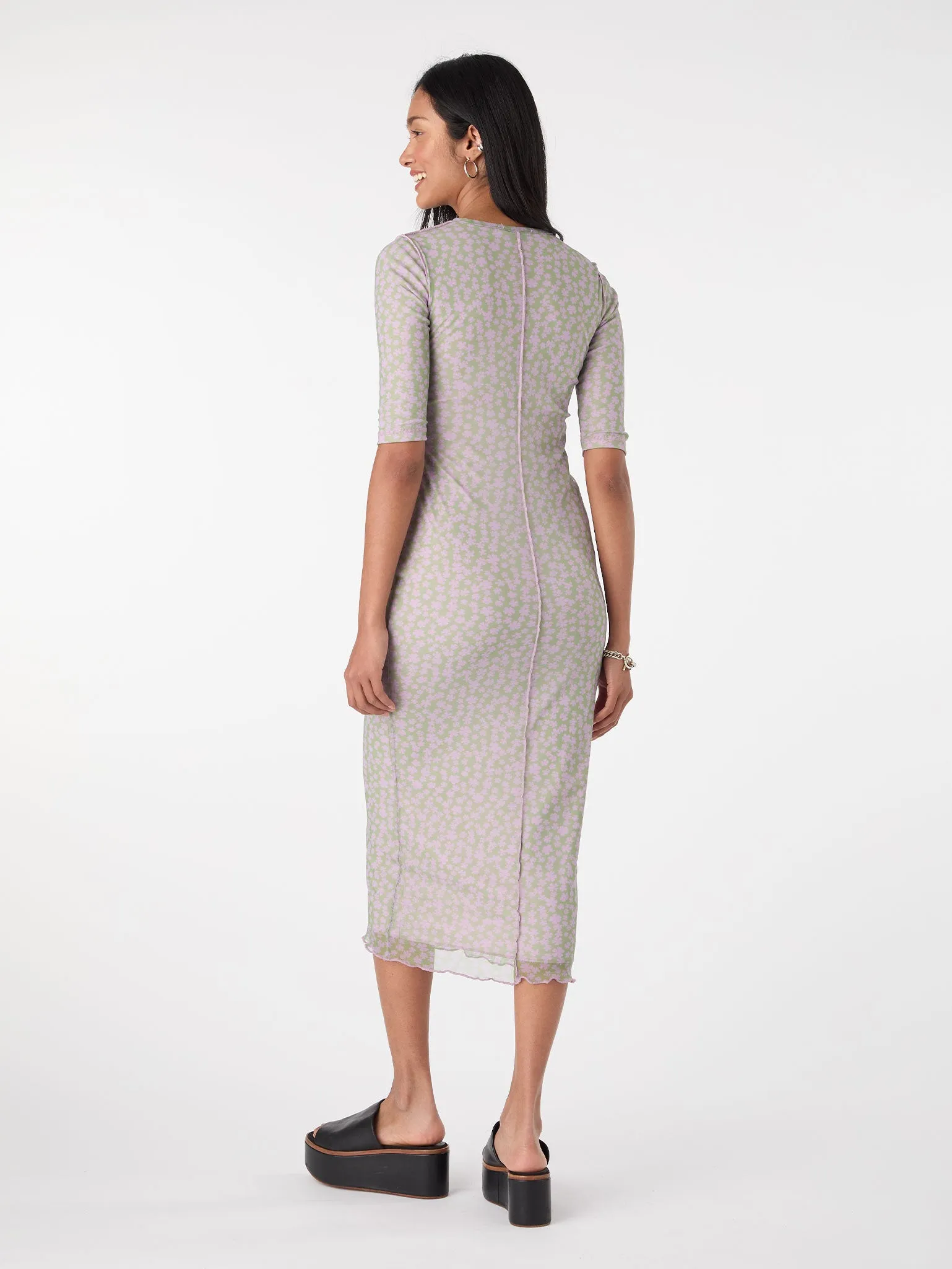 Melody Printed Mesh Dress in Pink sold by Omnes product image thumbnail 3