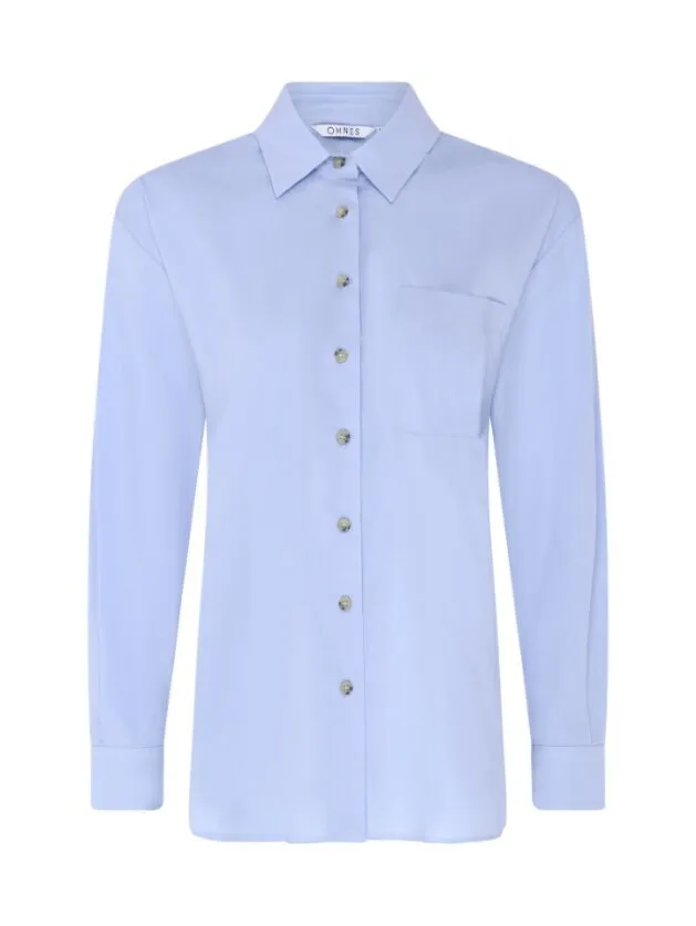 Haydon Boyfriend Shirt in Blue sold by Omnes product image thumbnail 5