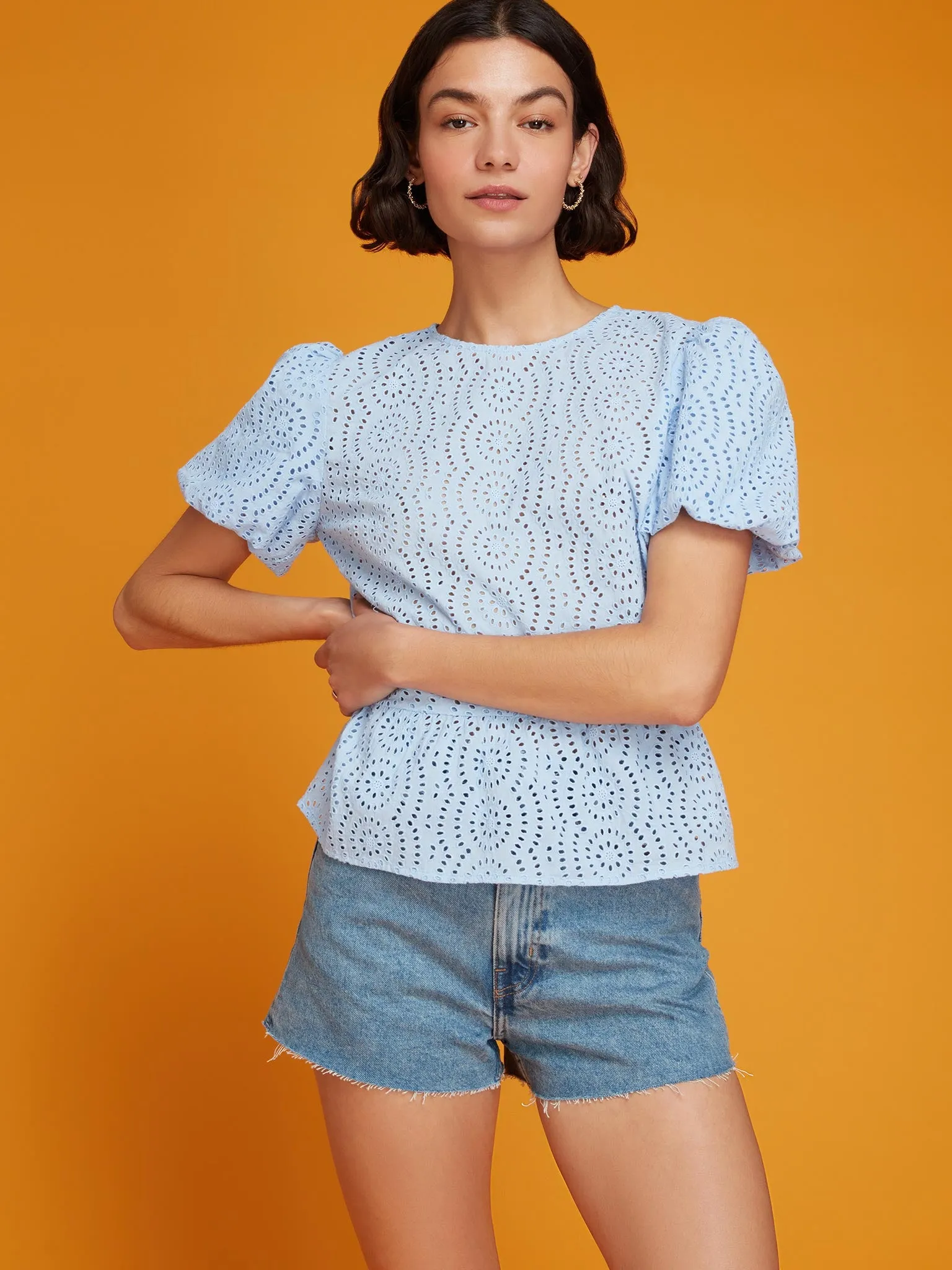 Dorothea Broderie Top in Blue sold by Omnes product image thumbnail 2
