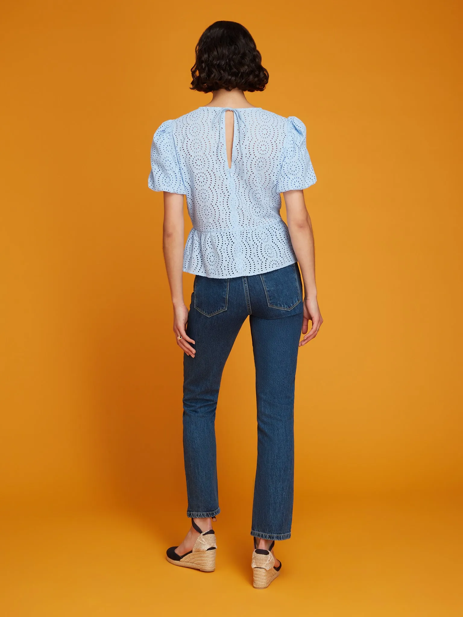 Dorothea Broderie Top in Blue sold by Omnes product image thumbnail 4