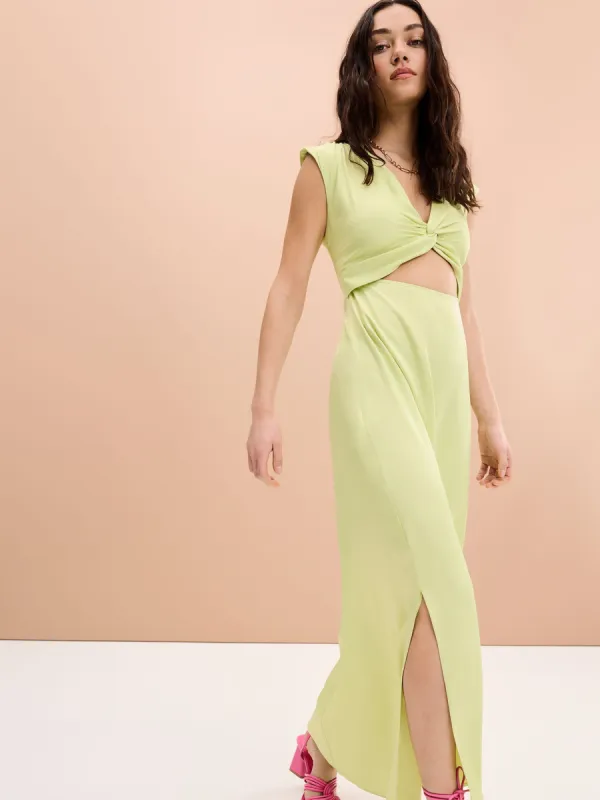 Marin Twist Front Dress in Lime sold by Omnes