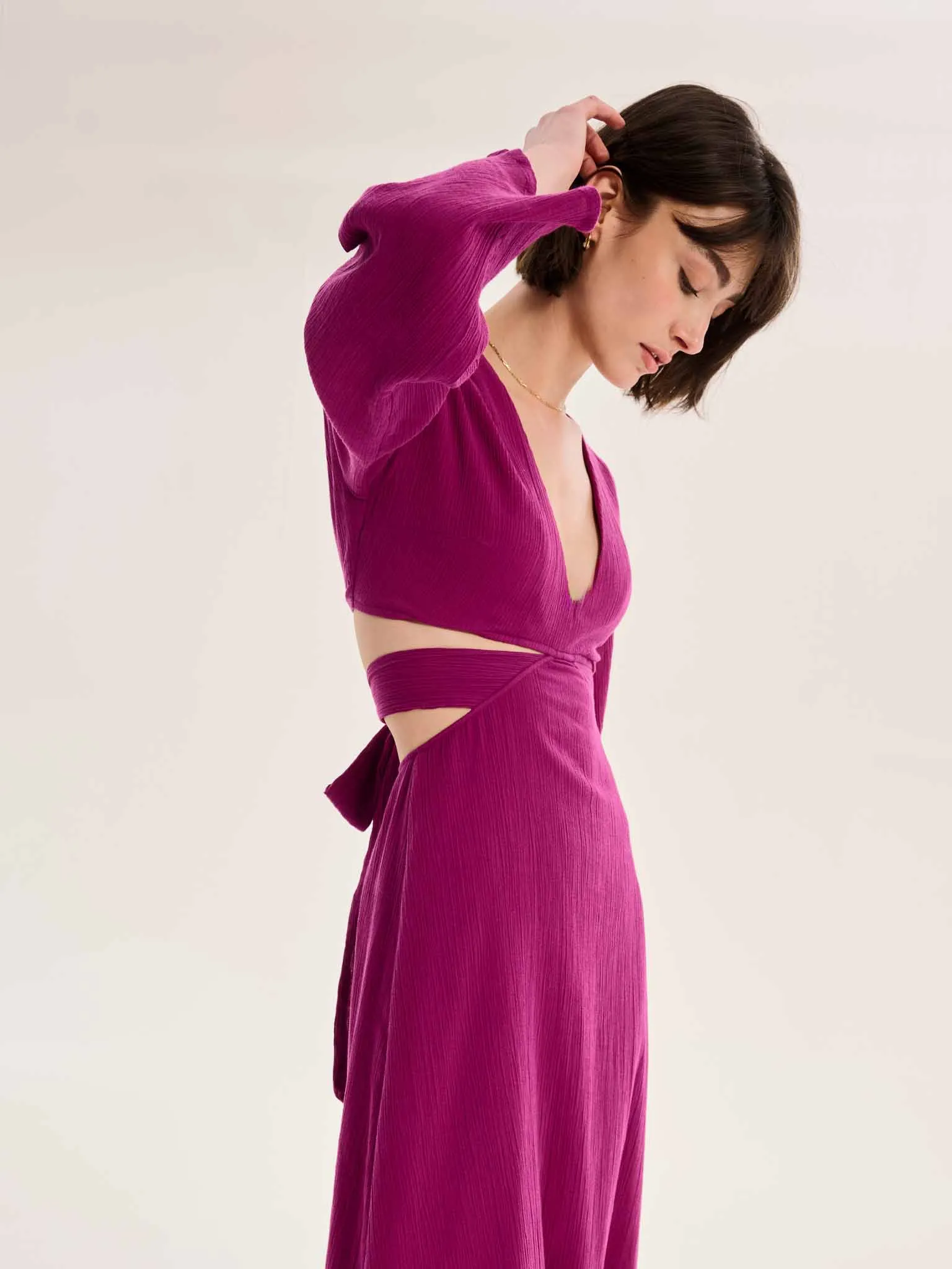 Orla Cut Out Maxi Dress in Purple sold by Omnes product image thumbnail 3