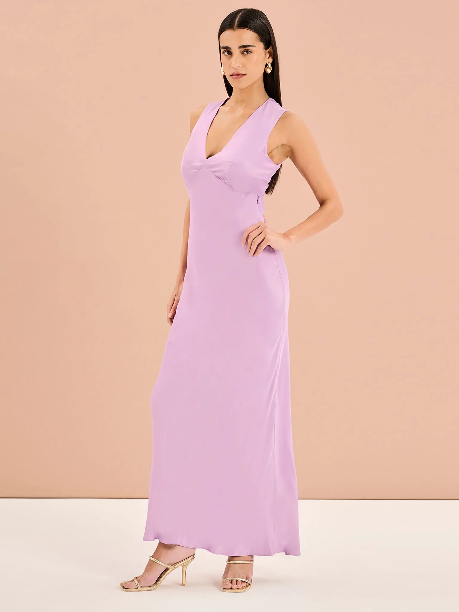 Nova Tie Back Dress in Lilac sold by Omnes