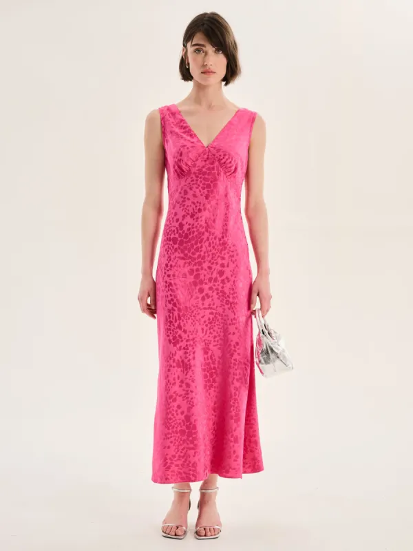 Iris Maxi Dress in Cerise Pink sold by Omnes