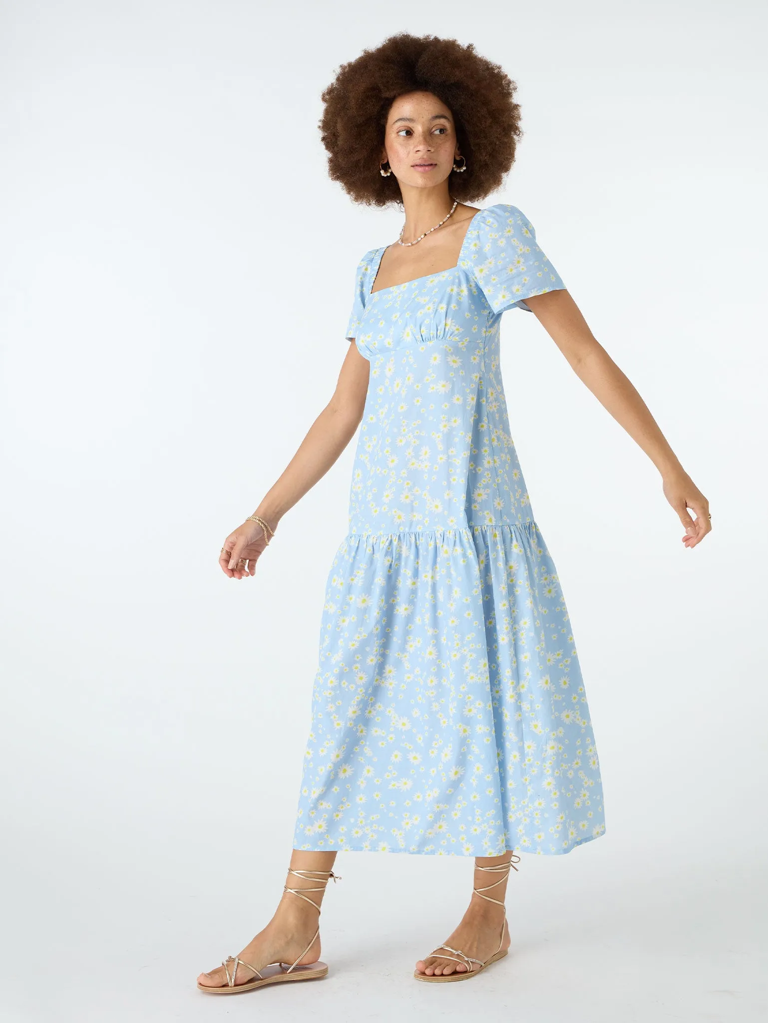 Virgo Tiered Midi Dress in Blue sold by Omnes product image thumbnail 2