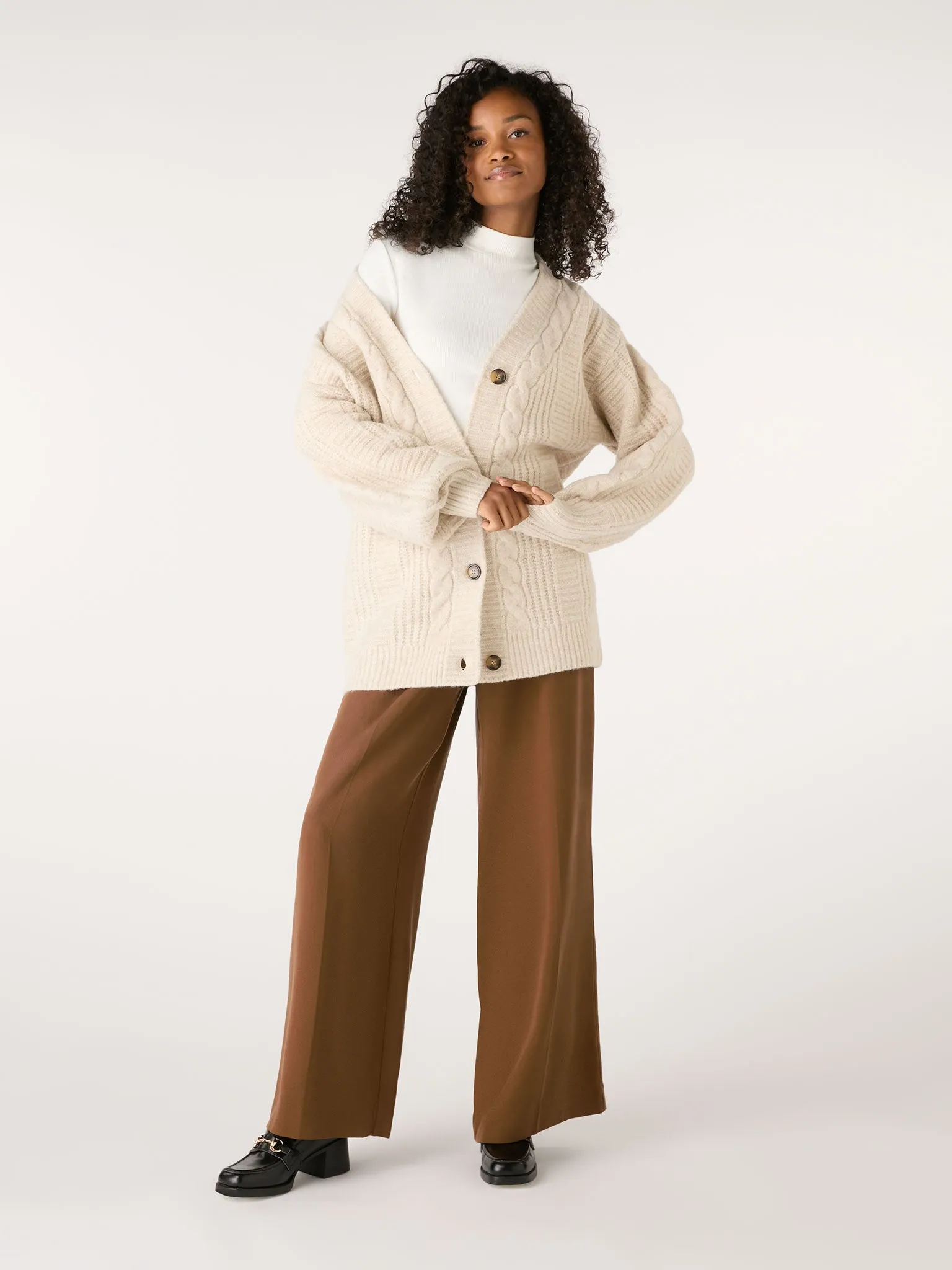 Kitty Longline Cable Cardigan in Cream sold by Omnes product image thumbnail 3