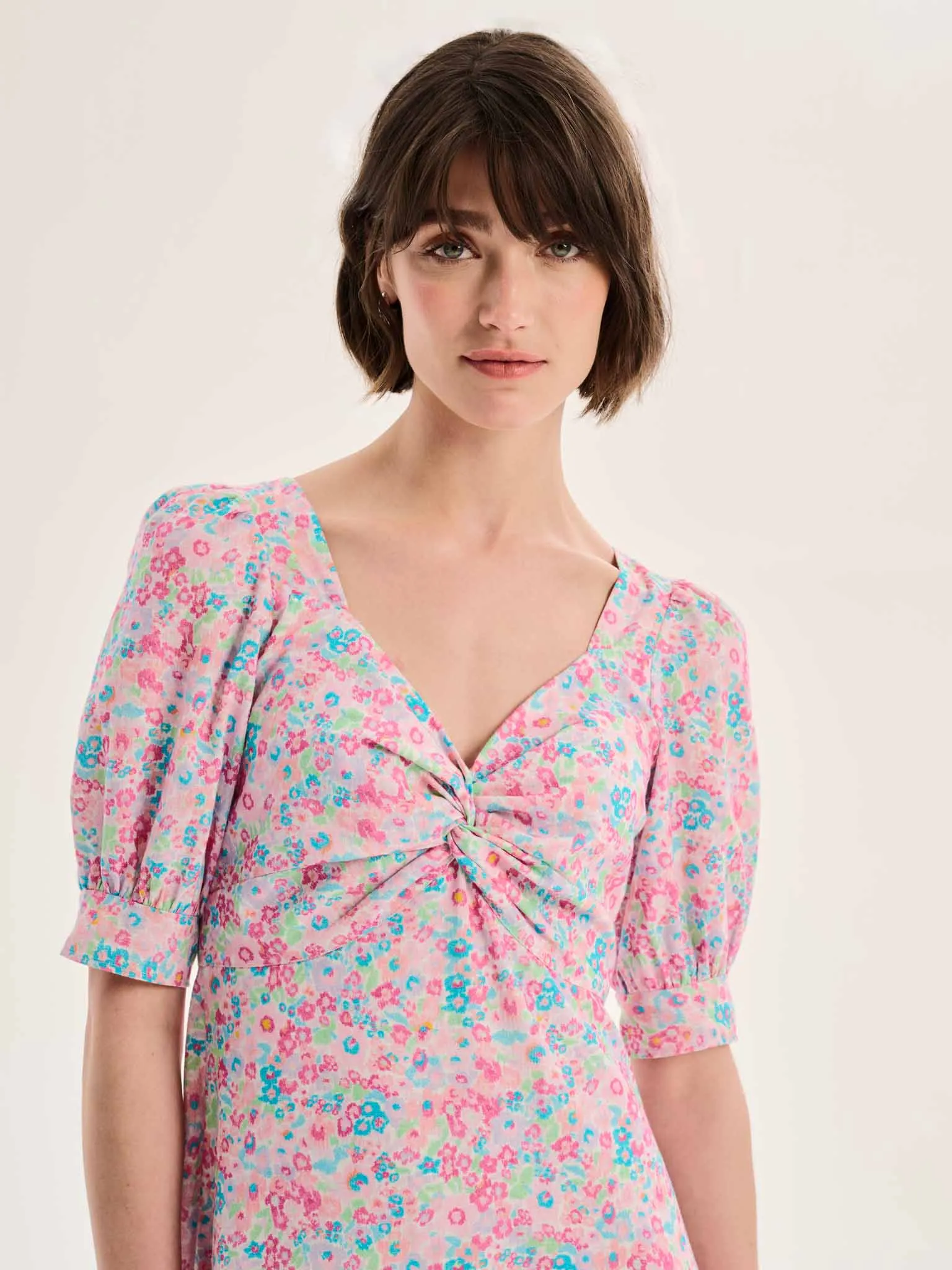 Bluebell Floral Knot Front Dress in Pink sold by Omnes product image thumbnail 4
