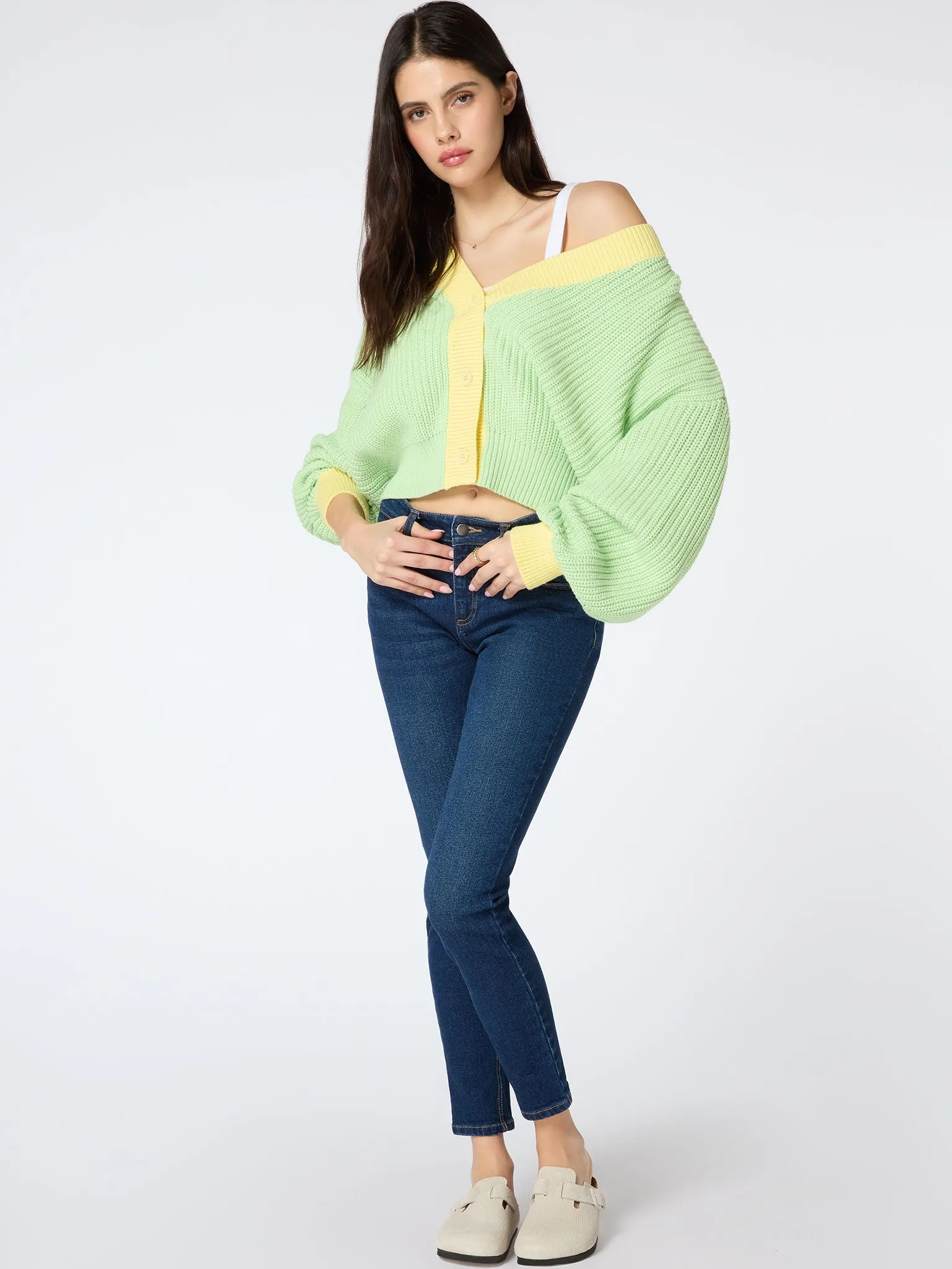 Hopper Oversized Cardigan in Mint and Yellow sold by Omnes product image thumbnail 4