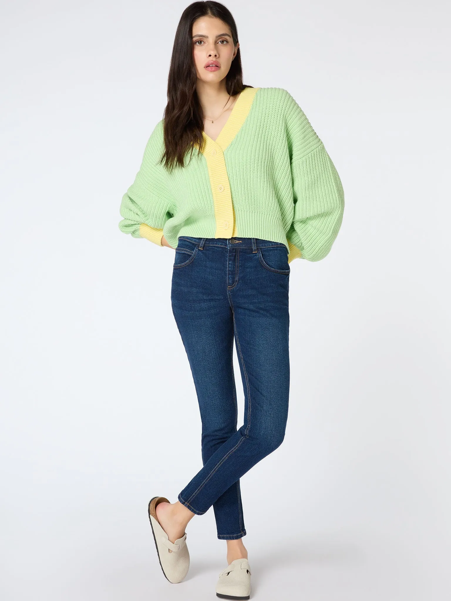 Hopper Oversized Cardigan in Mint and Yellow sold by Omnes product image thumbnail 2