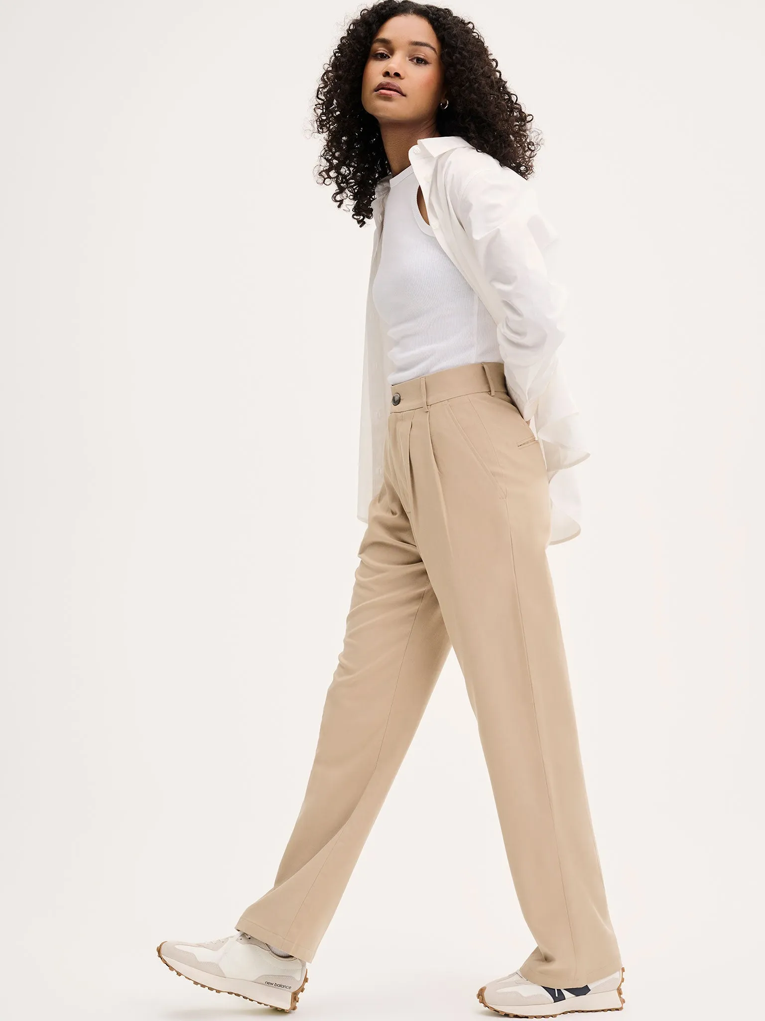 Cinnamon Relaxed Trousers in Beige Cotton/Tencel sold by Omnes product image thumbnail 3