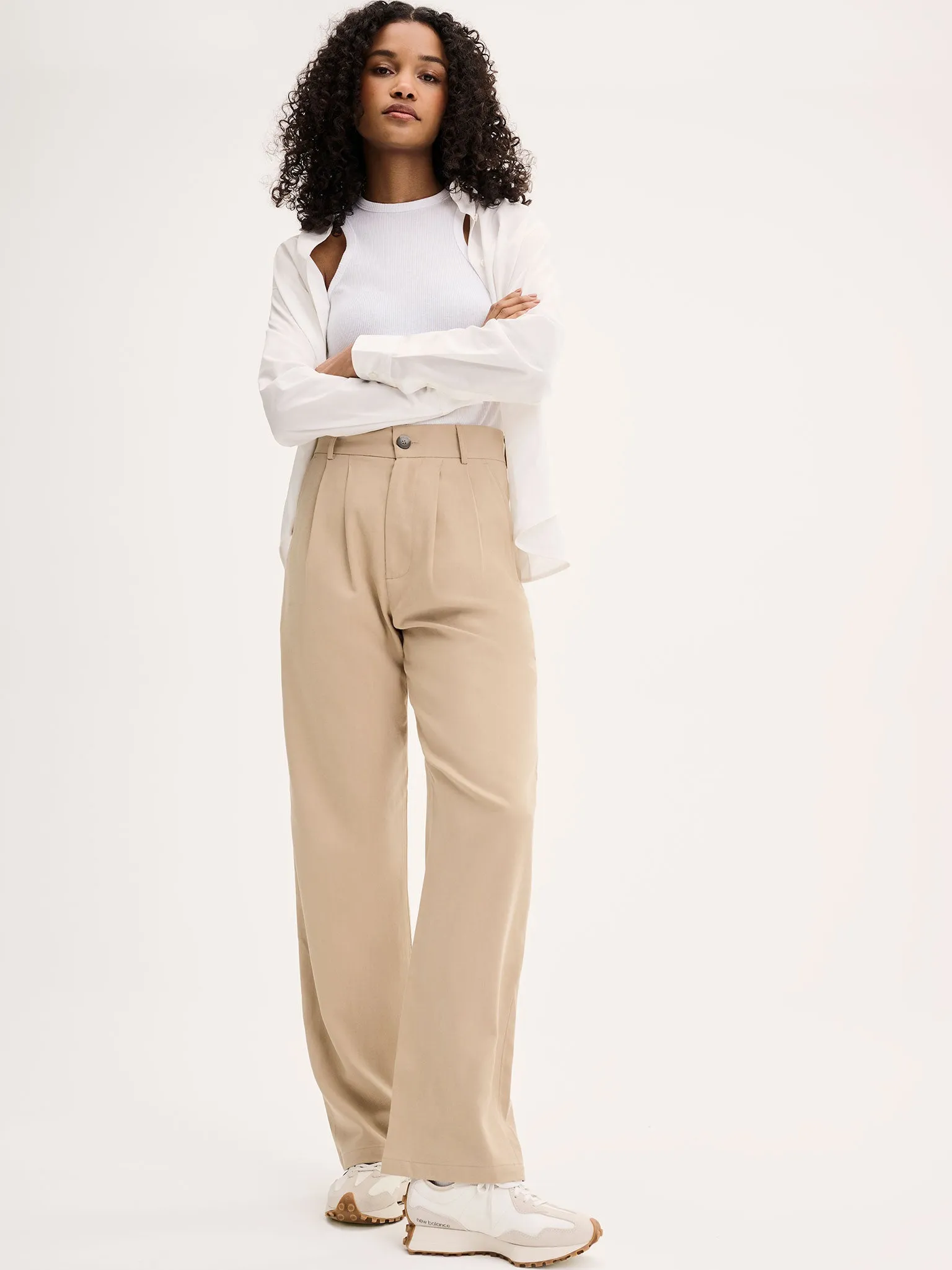 Cinnamon Relaxed Trousers in Beige Cotton/Tencel sold by Omnes product image thumbnail 4