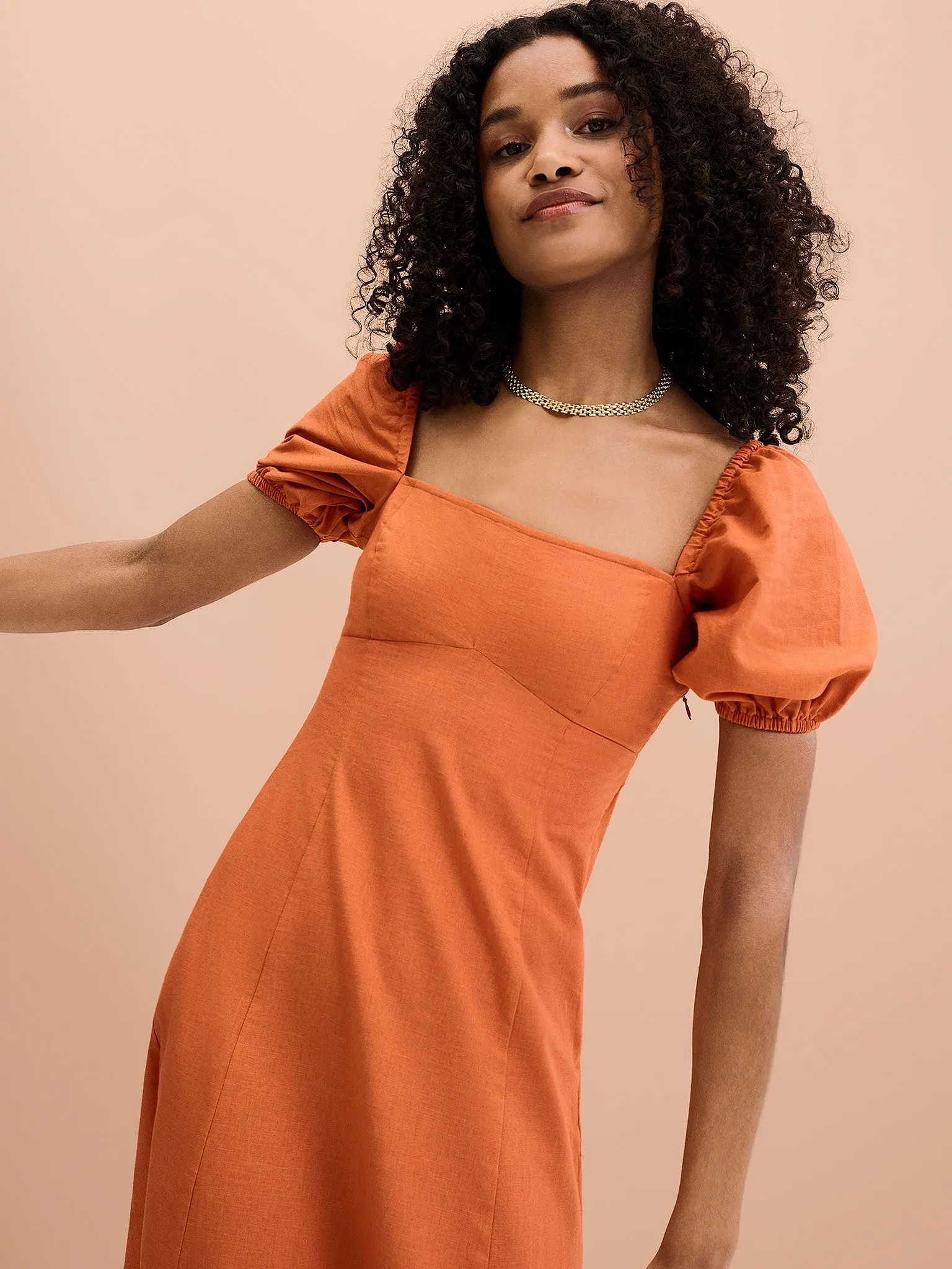 Harriet Linen Dress in Brick Red sold by Omnes product image thumbnail 5