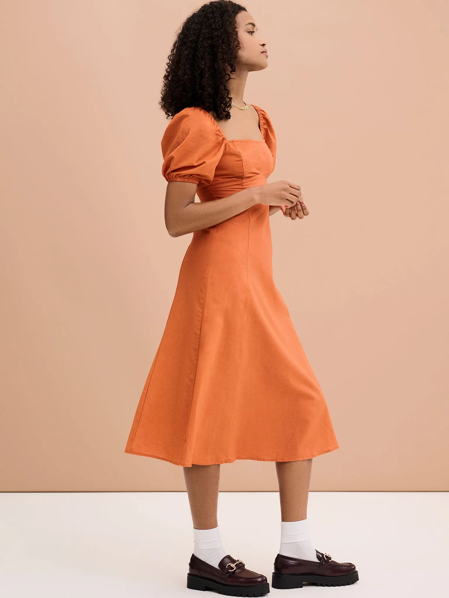 Harriet Linen Dress in Brick Red sold by Omnes product image thumbnail 4