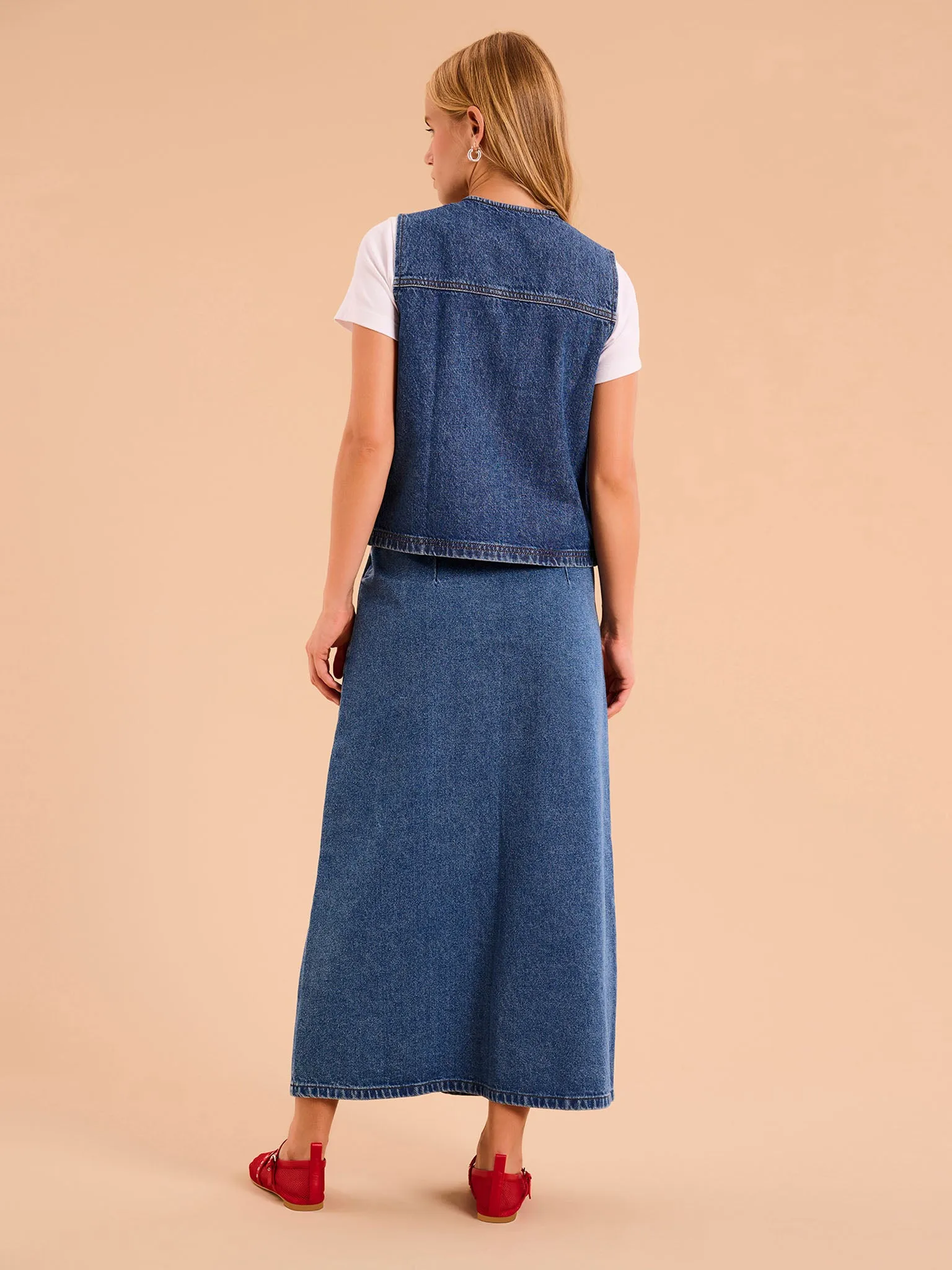 Olive Denim Skirt sold by Omnes product image thumbnail 4
