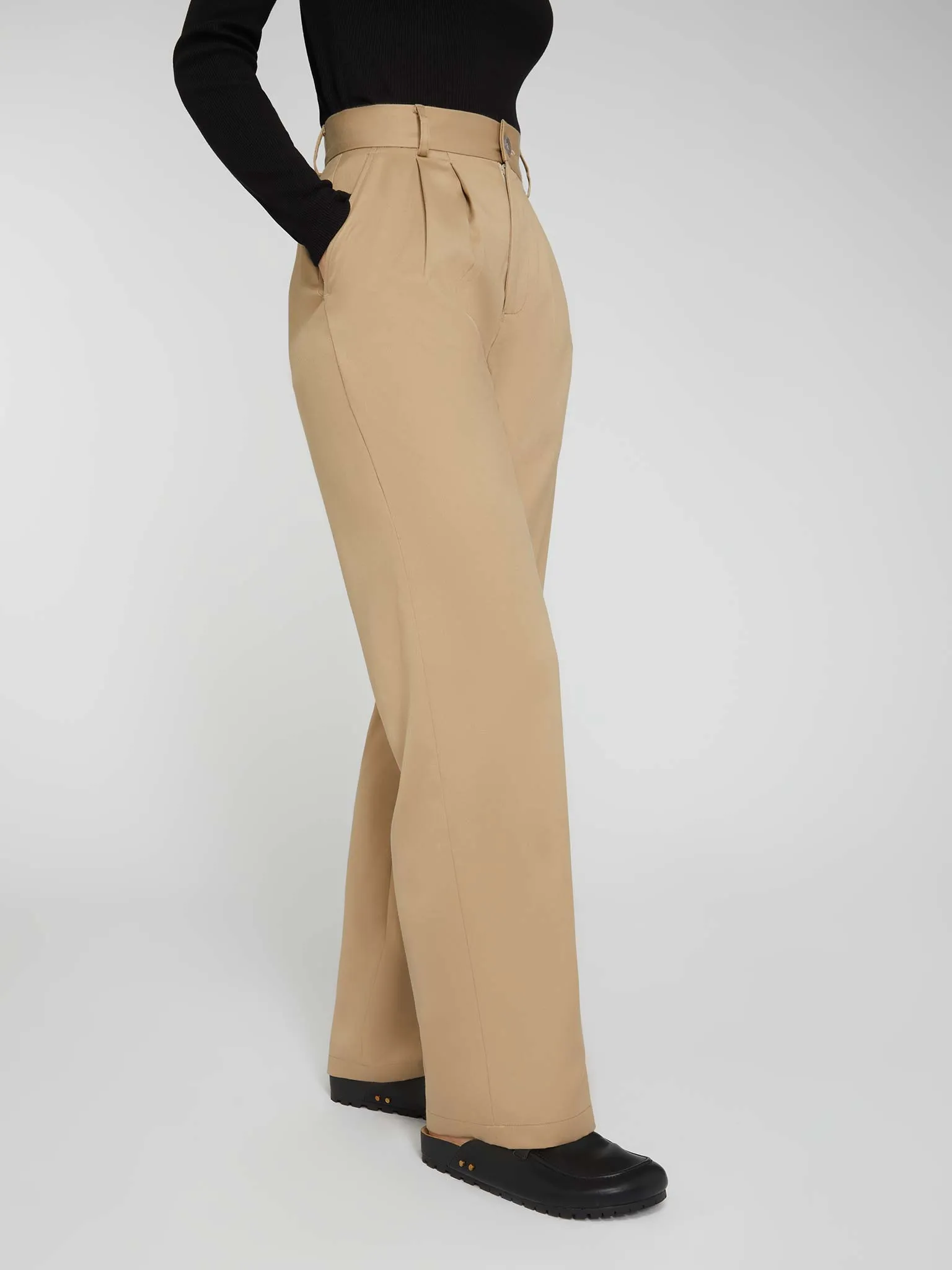 Cinnamon Relaxed Trousers in Beige sold by Omnes product image thumbnail 5