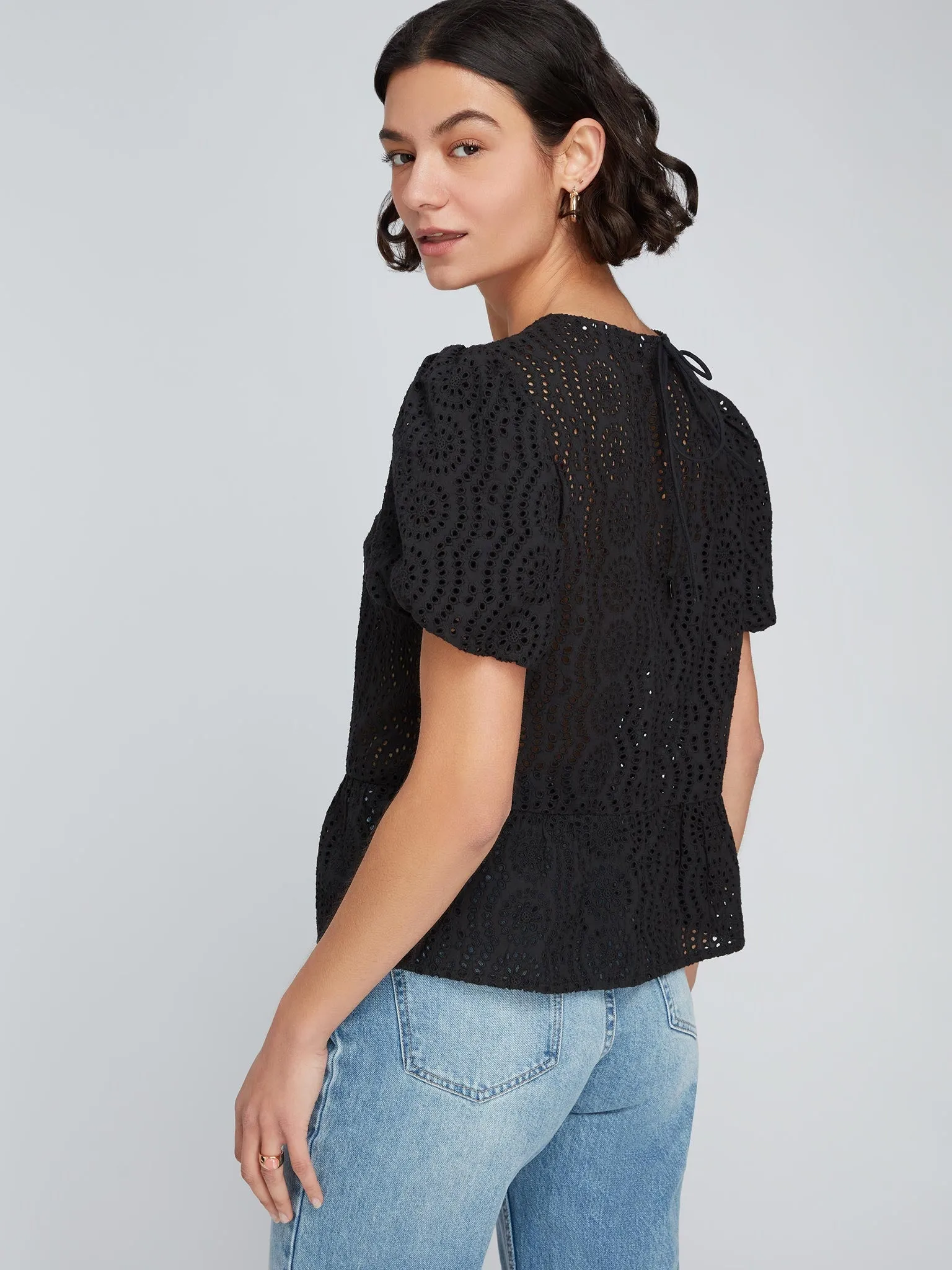 Dorothea Broderie Top in Black sold by Omnes product image thumbnail 3