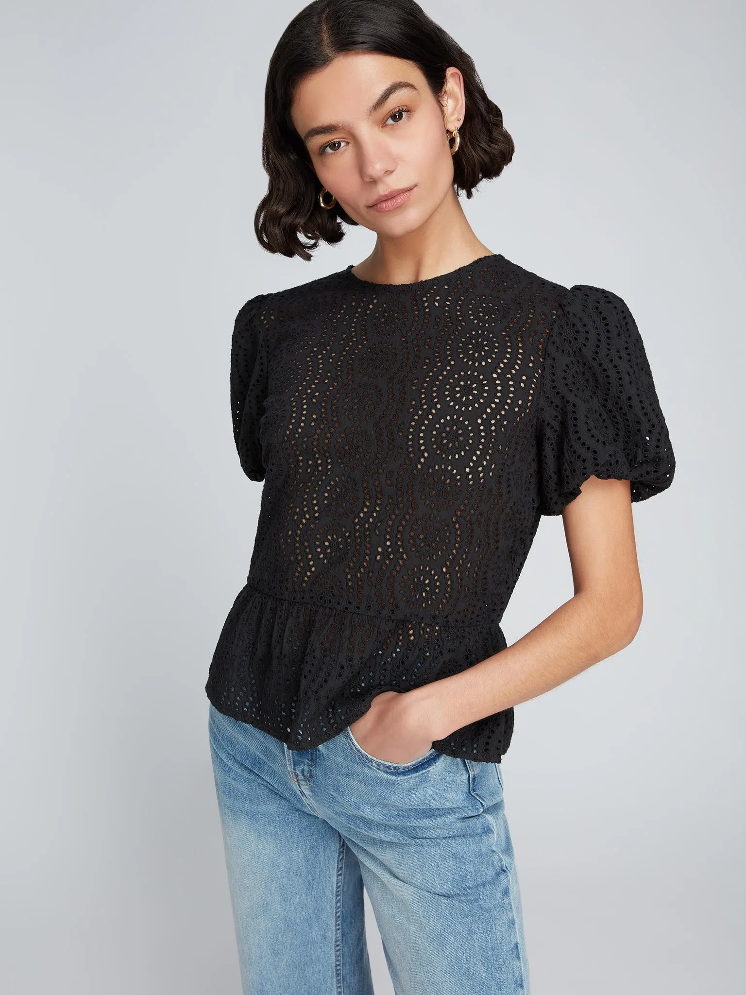Dorothea Broderie Top in Black sold by Omnes product image thumbnail 2