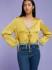 Ambretta Top in Gold with Blue Trim sold by Omnes