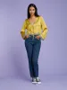 Ambretta Top in Gold with Blue Trim sold by Omnes