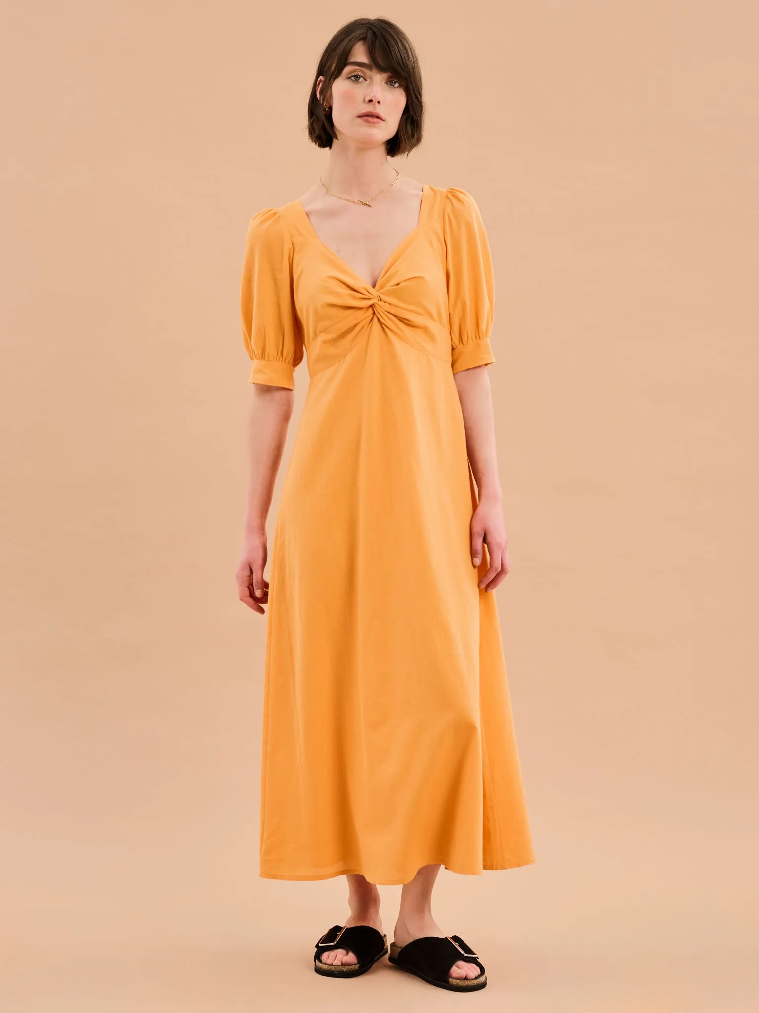 Bluebell Floral Knot Front Dress in Orange sold by Omnes