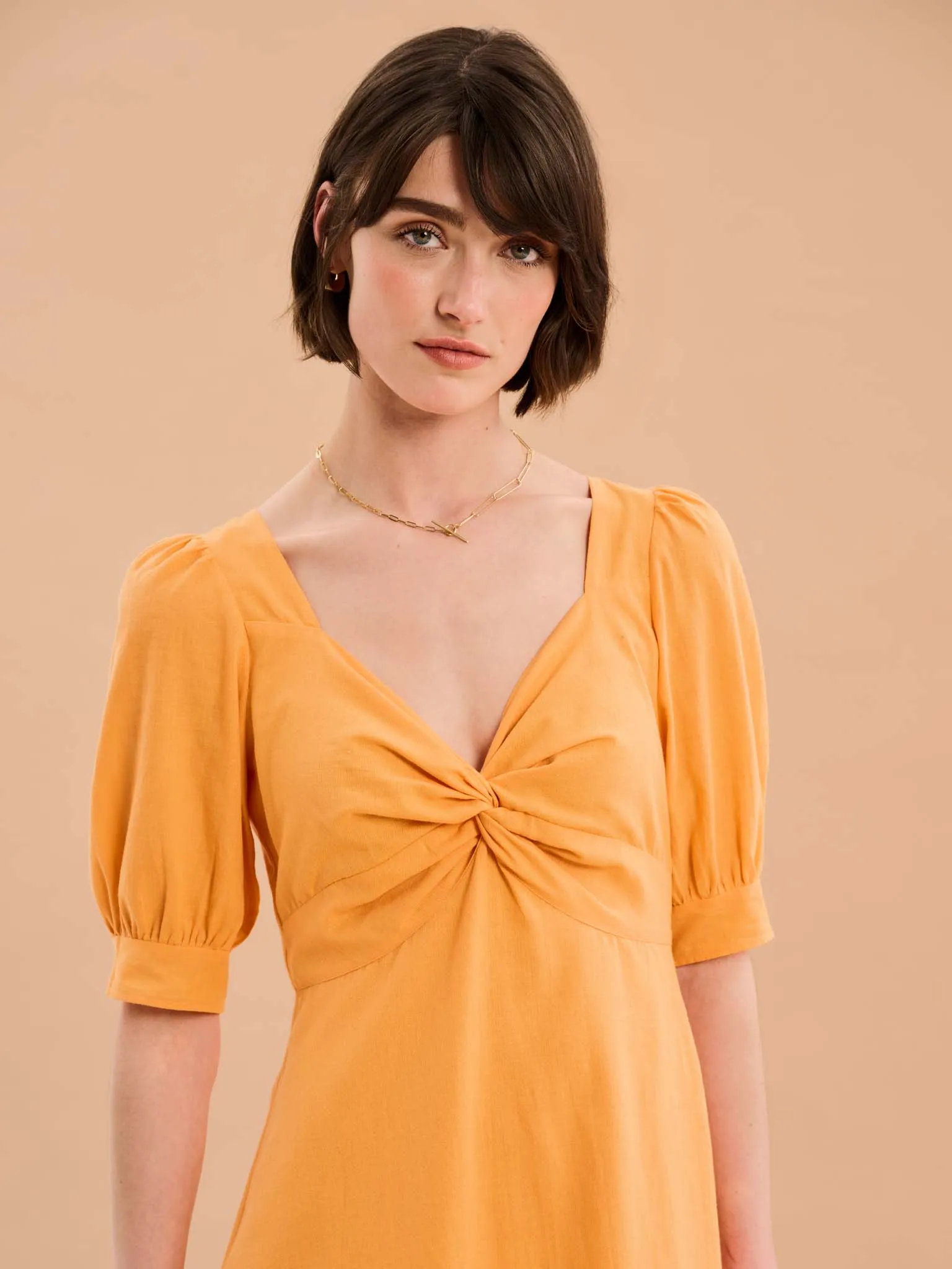 Bluebell Floral Knot Front Dress in Orange sold by Omnes product image thumbnail 4
