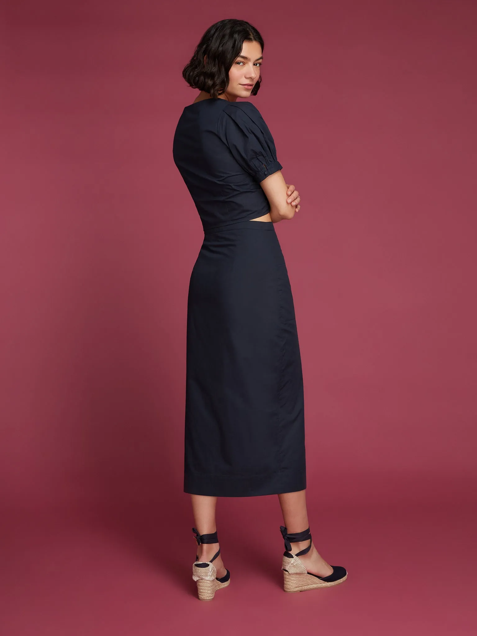 Huda Ruched Top in Dark Navy sold by Omnes product image thumbnail 4