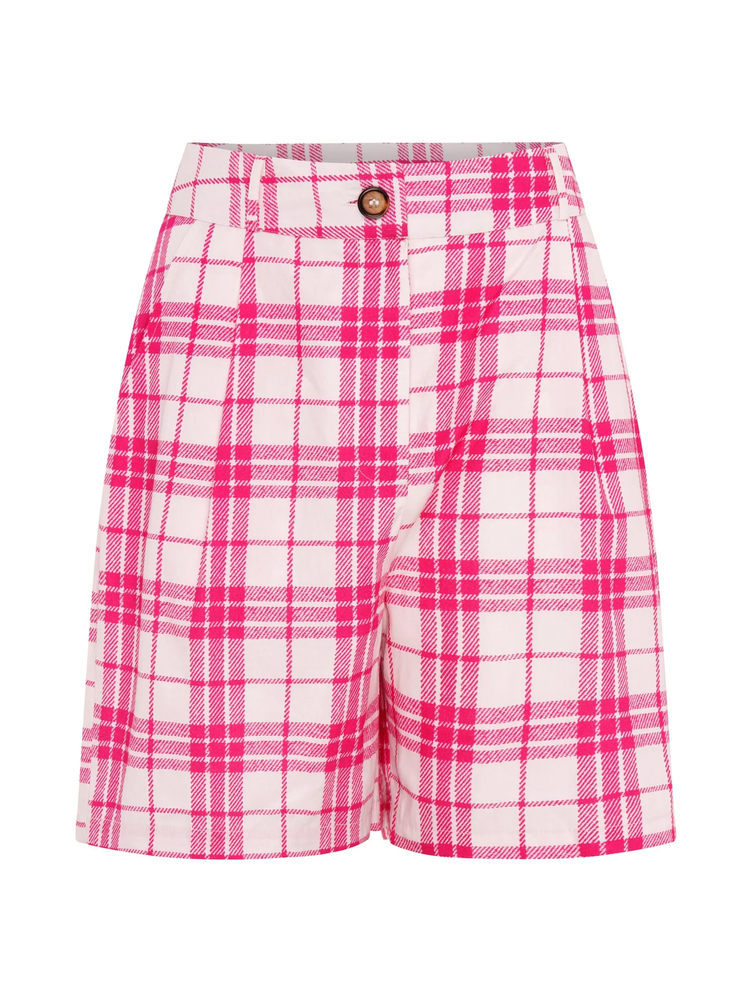 Carlina Pleat Front Check Print Shorts in Pink sold by Omnes product image thumbnail 5