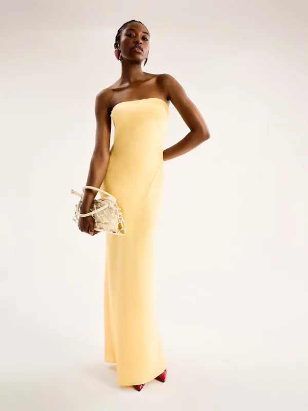 Amdra Strapless Dress in Yellow sold by Omnes