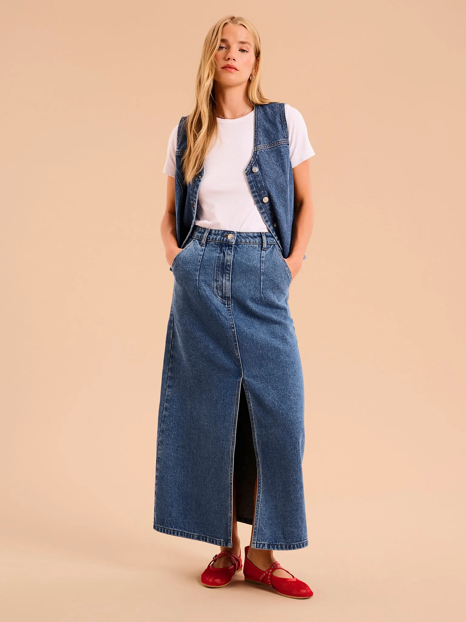 Talena Denim Waistcoat sold by Omnes