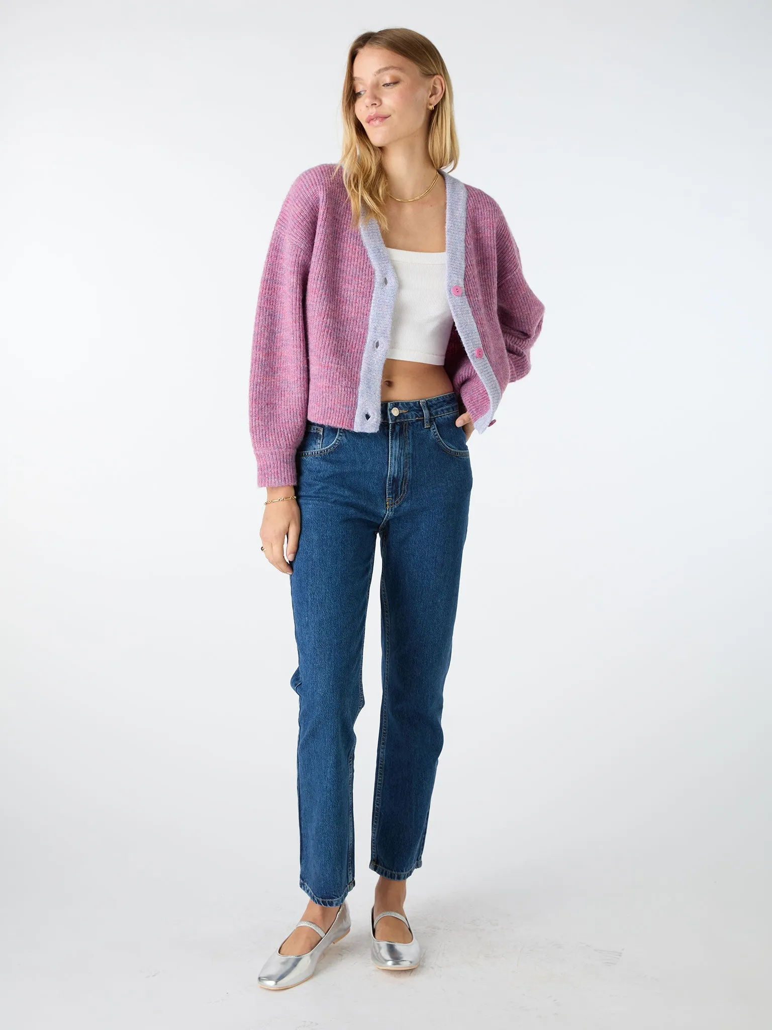 Hattie Colour Block Cardigan in Purple sold by Omnes product image thumbnail 3