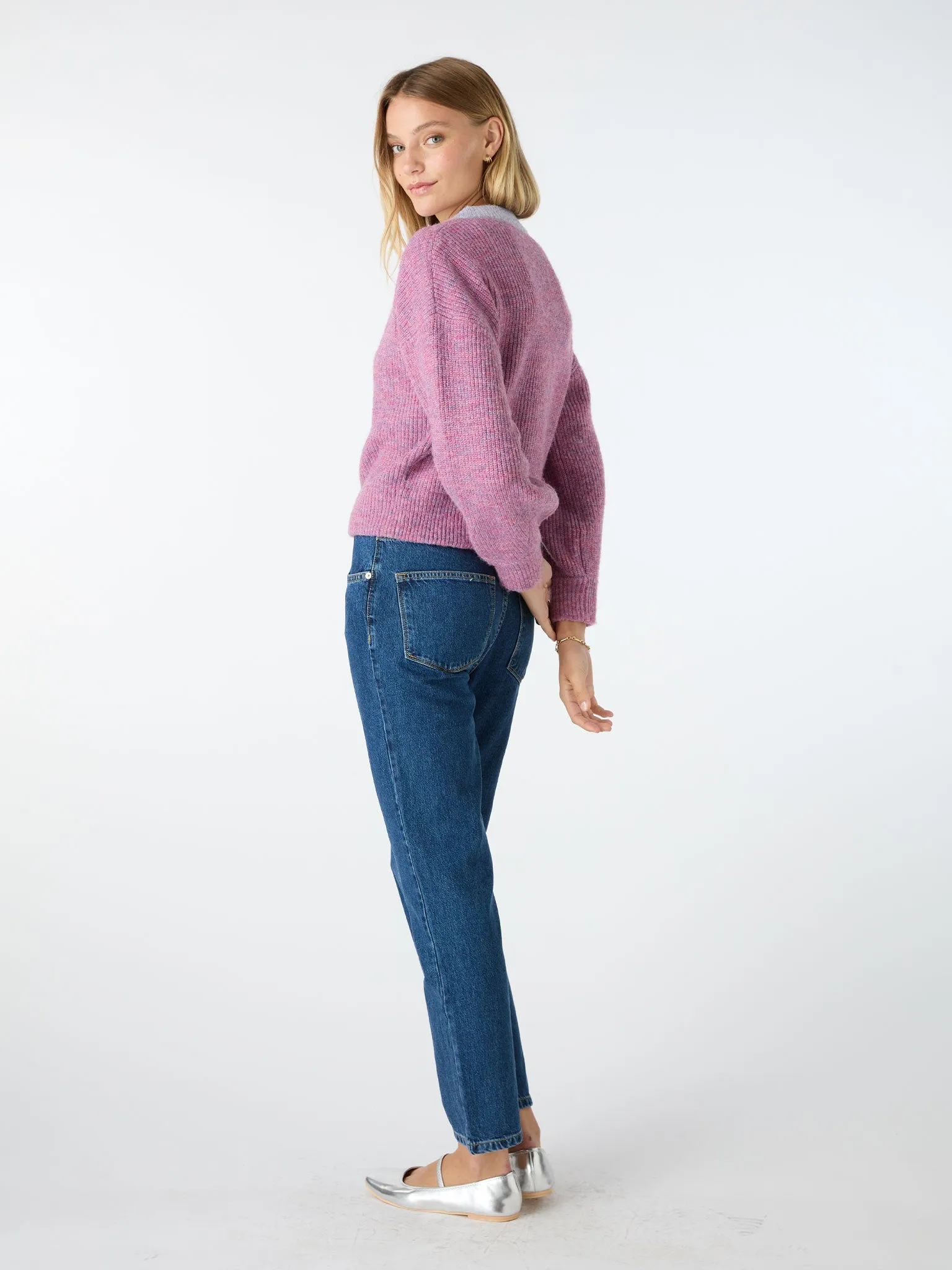 Hattie Colour Block Cardigan in Purple sold by Omnes product image thumbnail 4