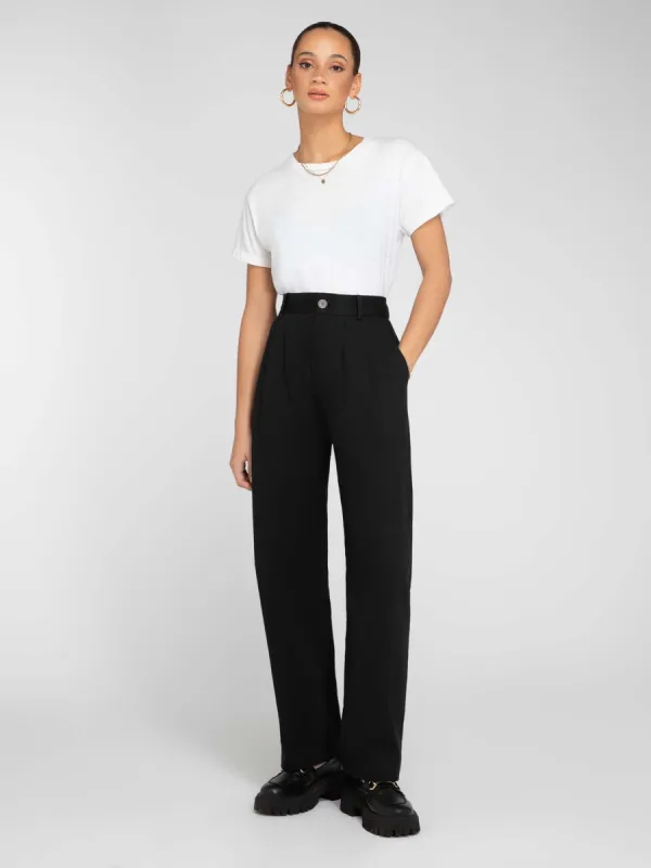 Cinnamon Relaxed Trousers in Black Linen sold by Omnes