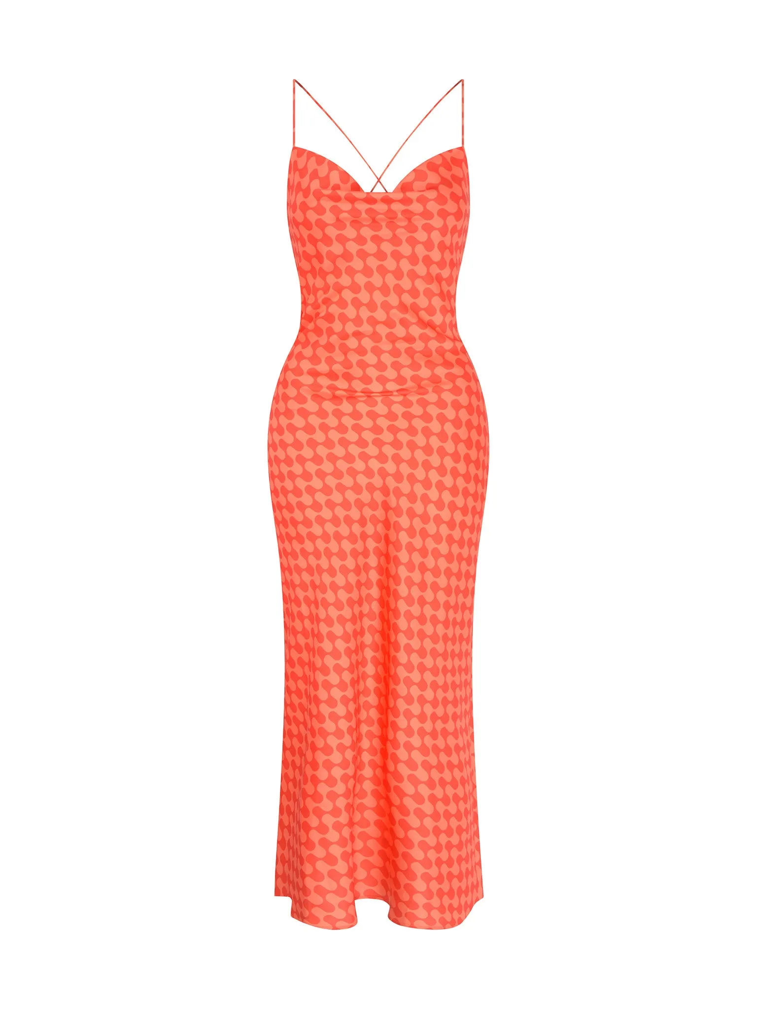 Riviera Midi Dress in Wavy Orange Print sold by Omnes product image thumbnail 5