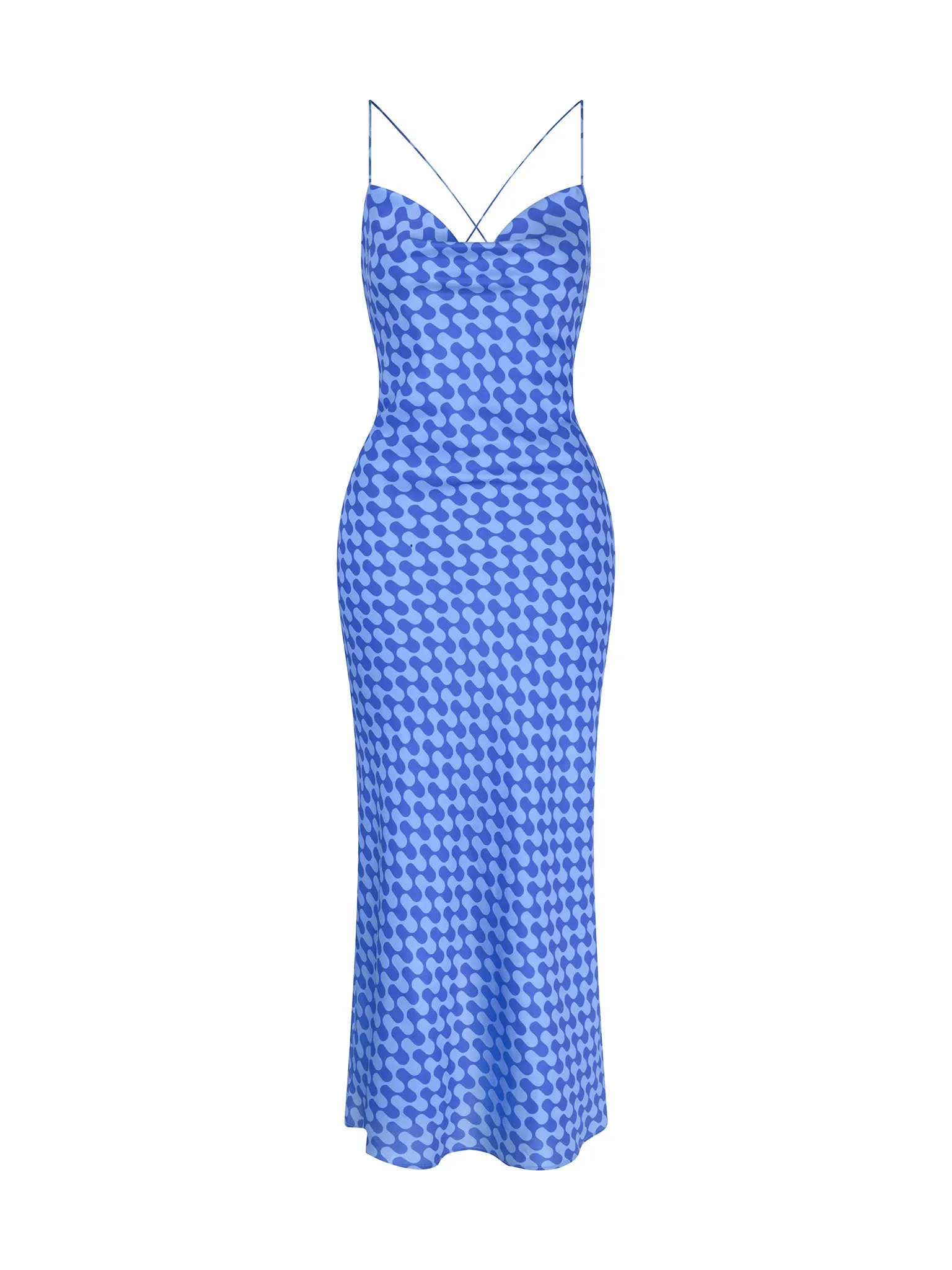 Riviera Midi Dress in Wavy Blue Print sold by Omnes product image thumbnail 5