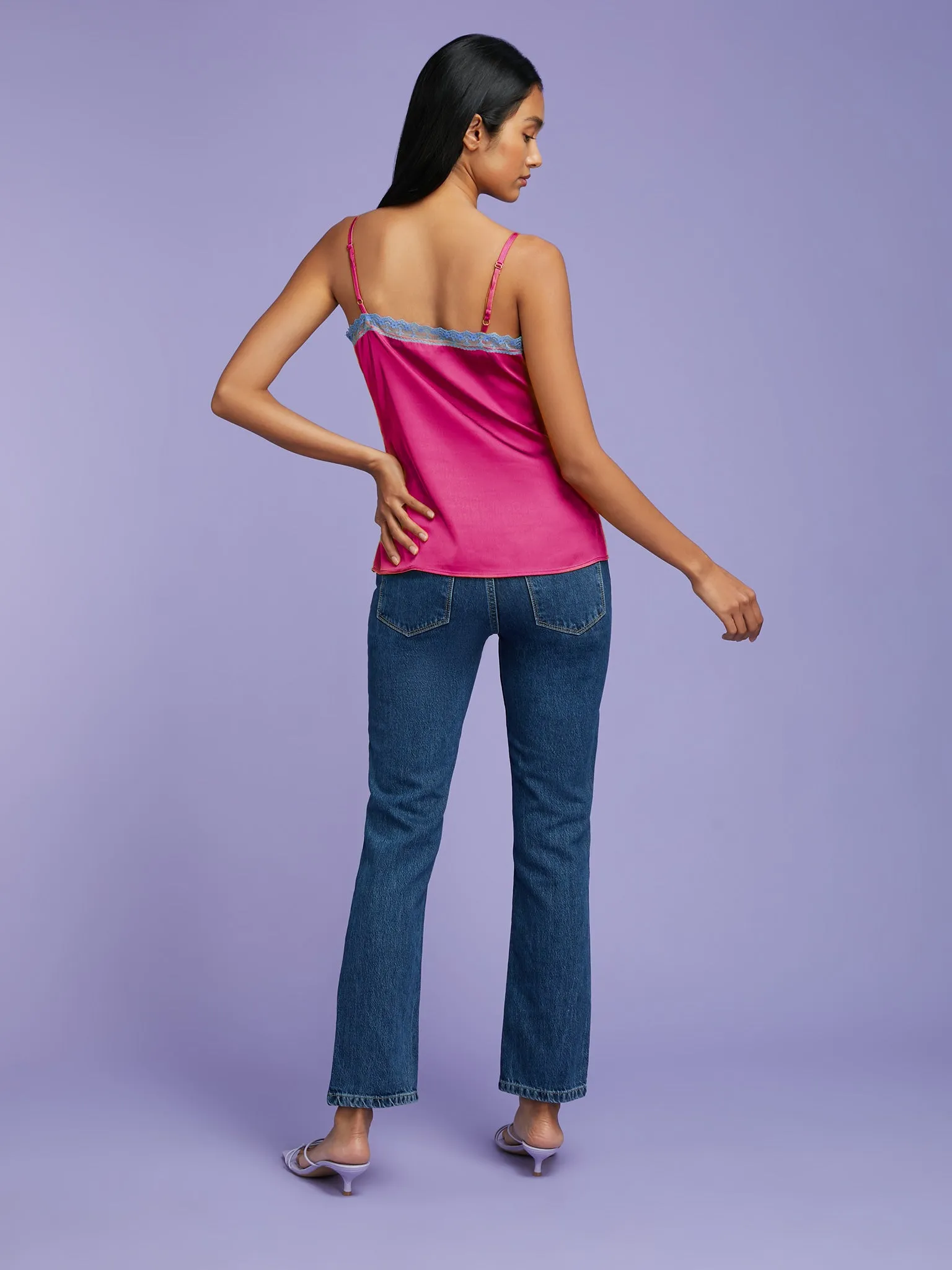 Yasmin Lace Top in Purple with Blue Trim sold by Omnes product image thumbnail 3