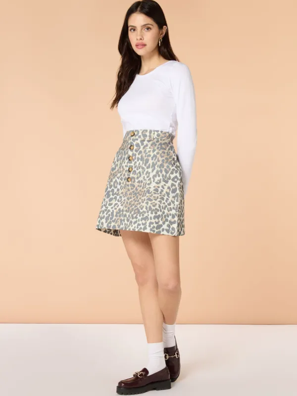 Nancy Mini Skirt in Cheetah Print sold by Omnes
